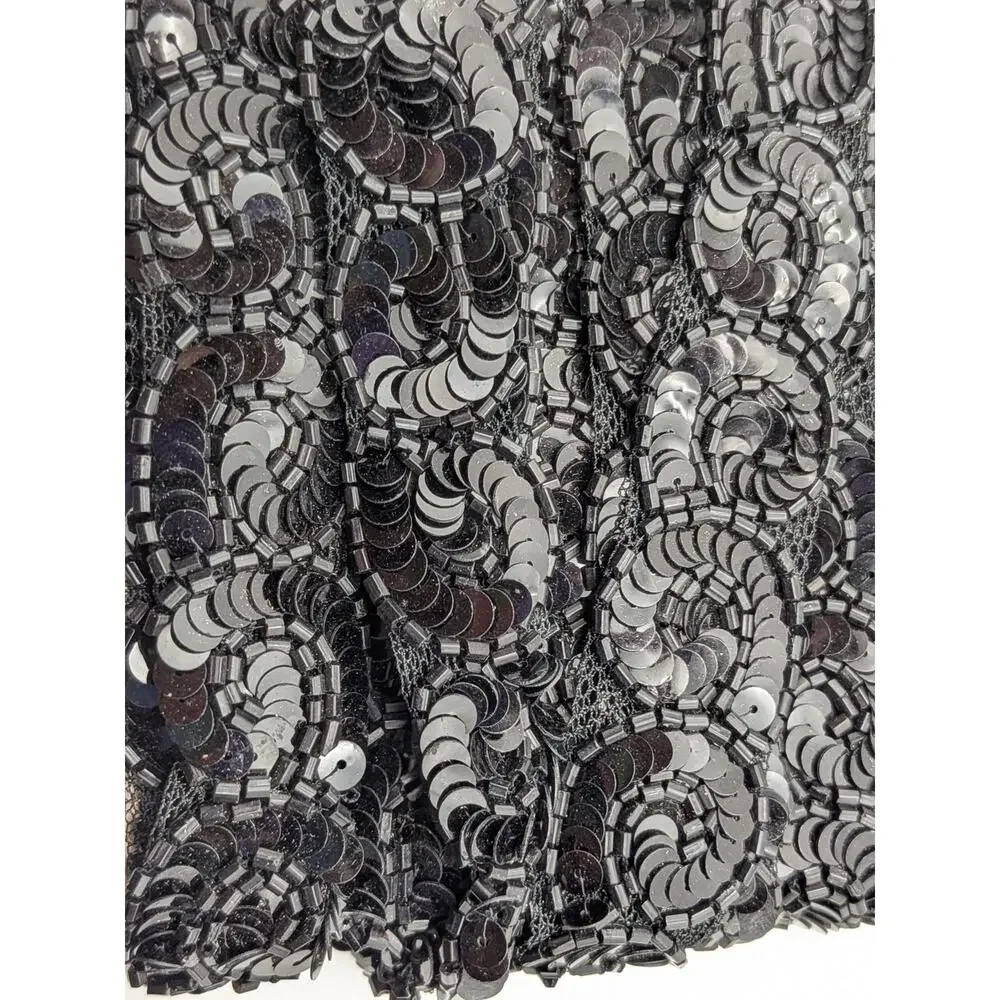 Vintage Black Sequin Trim 9.5 Yards 1in Sewing Costume Craft Embellishment
